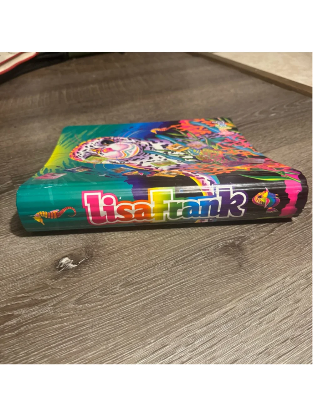 Lisa Frank Rainbow Reef Baby Seal Pup 1 1/2 Inch Metal 3 Ring Binder / Folder